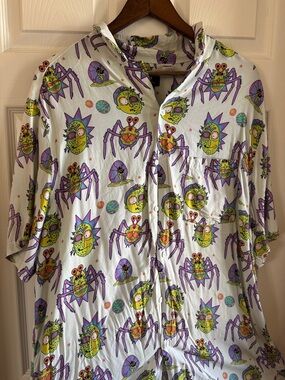 Cartoon Network White Shirt with Purple & Neon Green Monster Print